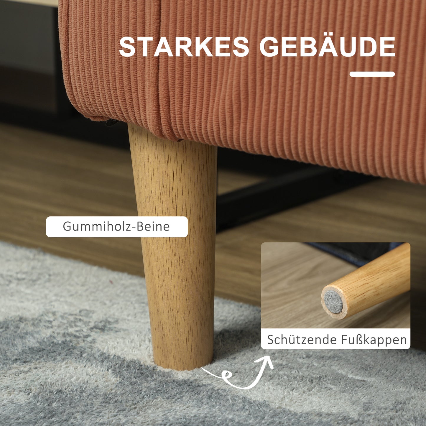 2-zitsbank – tweezitsbank – loveseat – kleine bank – canapé – met bergruimte en armleuningen – roze corduroy stof – massief houten frame – 117x63x79 cm