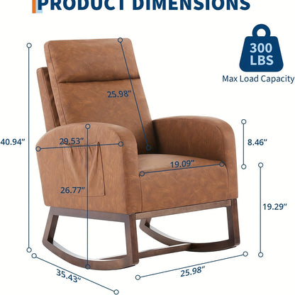 Schommelstoel Ergonomisch – Schommelstoel Met Voetensteun – Relaxstoel – Stoel Voor Woonkamer – Accentstoel Grijs – Hoge Rugleuning – Zijzakken En Zachte Bekleding