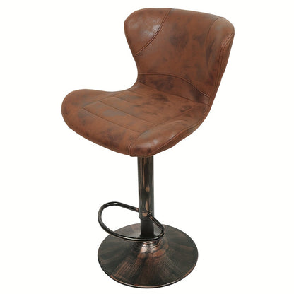 Barkrukken – Barstoelen – Hoge Stoelen – Keukenkrukken – Barkeukenstoelen – Verstelbare Zithoogte – Stevig Metalen Frame – Set Van 2 – Retro Bruin Kunstleer
