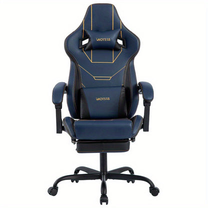 Gamingstoel – Gamestoel – Bureaustoel – Gaming Chair – Game Stoel – Ergonomisch ontwerp – Verstelbare rugleuning – Blauw