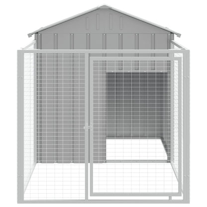Hondenkennel – Hondenhok – Hondenren – Hondenkooi – Kennel – Verzinkt Staal – Ruime Afmetingen 117x201x123 cm – Weerbestendig Lichtgrijs