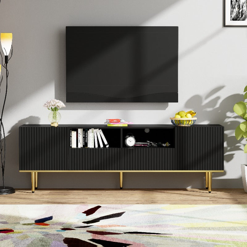 TV Meubel – Media Console – Entertainmentkast – TV Kast – Meubel Voor Flat Screen – Met Gouden Metalen Poten – Stevige Constructie – Modern Design