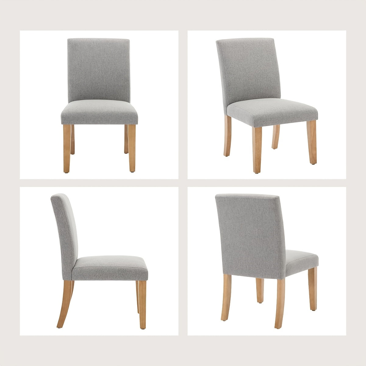 Eetkamerstoelen – Stoelen – Kuipstoelen – Eettafelstoelen – Meubel – Grijze Stoffen Bekleding – Zachte Gevulde Zitting – Stevig Houten Onderstel