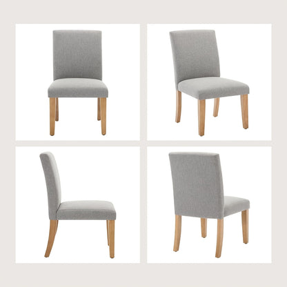 Eetkamerstoelen – Stoelen – Kuipstoelen – Eettafelstoelen – Meubel – Grijze Stoffen Bekleding – Zachte Gevulde Zitting – Stevig Houten Onderstel