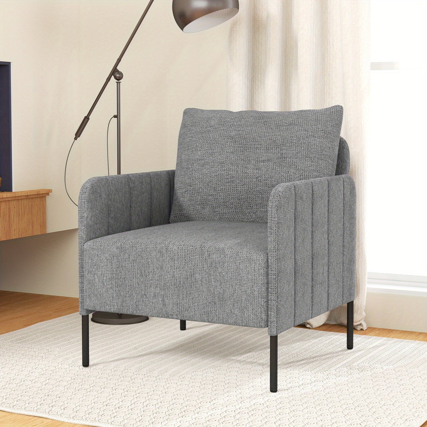 Fauteuil – Lounge Chair – Sessel – Relaxstoel – Grijze Zetel – Diepe Zit 75 cm – Zachte Chenille Stoffering