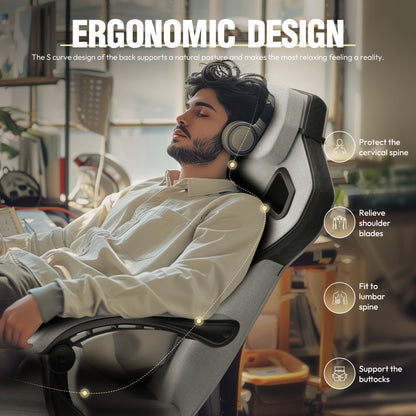 Ergonomische Gamingstoel – Bureaustoel – Gamestoel – Zitzakstoel – Computerstoel – Met Voetensteun – Verstelbare Hoofd- en Lendensteun – Maximale Draagkracht 136 kg – Zwarte PU Bekleding