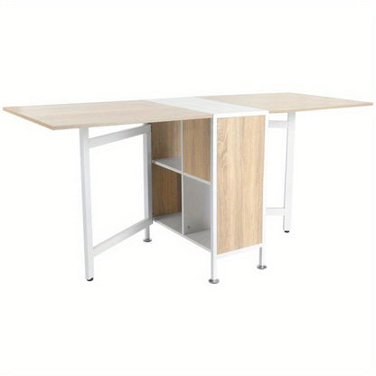 Landelijke Eettafel – Eettafel Met Bijzettafels – Compacte Tafel – Keukentafel – Woonkamertafel – Snelle Montage – Robuuste Metalen Poten