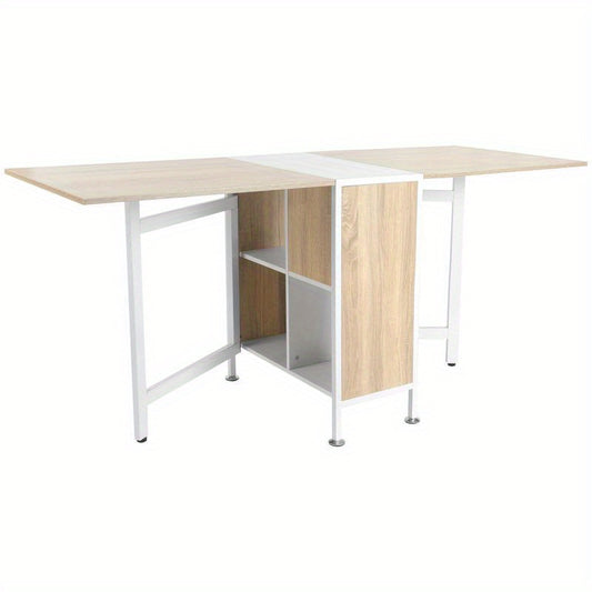 Landelijke Eettafel – Eettafel Met Bijzettafels – Compacte Tafel – Keukentafel – Woonkamertafel – Snelle Montage – Robuuste Metalen Poten