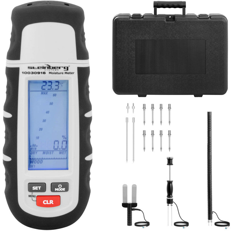 Vochtmeter – Vochtigheidsmeter – Houtvochtmeter – Bouwvochtmeter – Murenmeter – Backlight LCD Display – Meetbereik 0,1% tot 75% Humidity