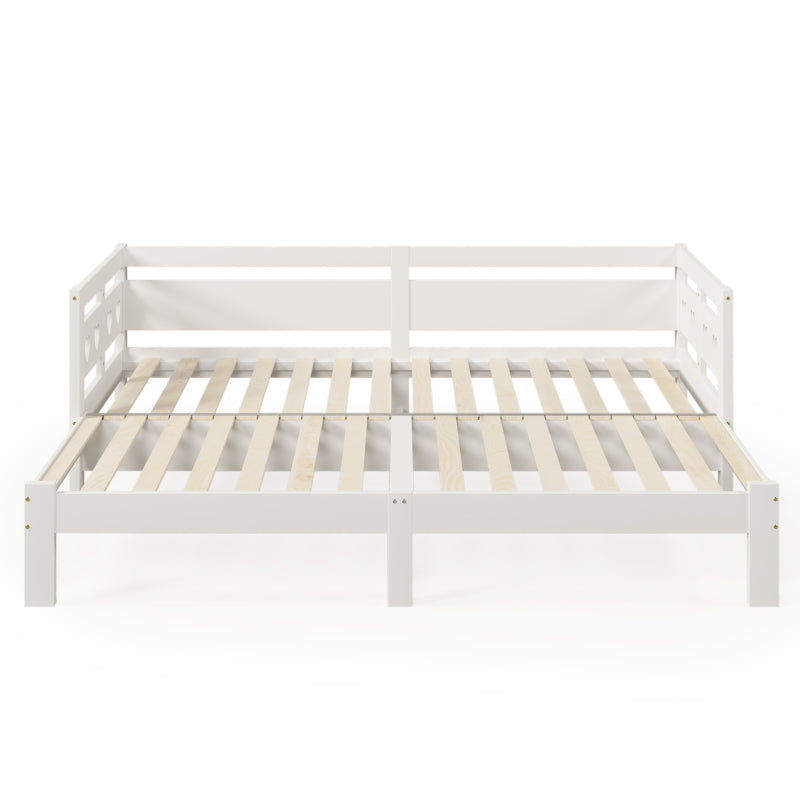 Uitschuifbaar Daybed – Uitklapbed – Slaapbank – Sofa Bed – Logeerbed – Massief Grenenhouten Frame – Ruimtebesparend 2-in-1 Design – Wit Retro – Lattenbodem – Geschikt Voor Matras 90-182x200 cm