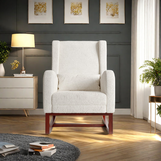 Schommelstoel – Relaxstoel – Fauteuil – Loungestoel – Voedingsstoel – Met Voetensteun – Linnen Stof – Hoge Rugleuning 64x67x99 cm