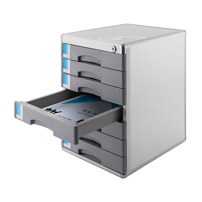 Ladeblok – Ladekast – Archiefkast – Rolcontainer – Opbergkast – 7 Lades – Met Slot en Sleutels – Aluminiumlegering – Compacte Desktop Organizer 30x36x40,5 cm