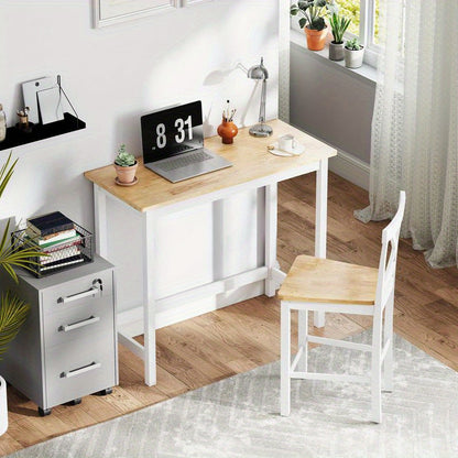 Compact White & Oak Bar Table - Space-Saving A-Frame Design for Small Spaces, Sturdy -Like Surface (Oak Veneer/Metal/Plastic Frame) - /Outdoor Use in Cafes, Restaurants, Bars, Kitchens, Balconies (Seating for