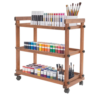 Metalen Opbergwagen – Opbergkar – Opslagwagen – Hobbykar – Atelierwagen – Bruin – Stevige Metalen Constructie – Wieltjes Met Vergrendeling