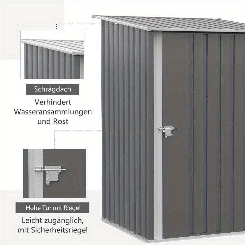 Outsunny 92x103x160cm Steel Storage Shed with Lockable Door & Schräge Roof, Weatherproof High Quality Metal Garden Cabinet, Compact Durable Outdoor Tool Organizer for Backyard, White, Outdoor Shed Storage, Pent Roof Design,