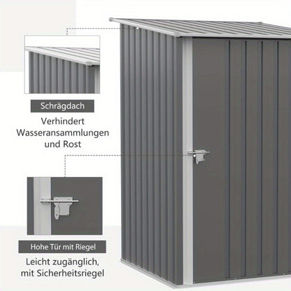 Outsunny 92x103x160cm Steel Storage Shed with Lockable Door & Schräge Roof, Weatherproof High Quality Metal Garden Cabinet, Compact Durable Outdoor Tool Organizer for Backyard, White, Outdoor Shed Storage, Pent Roof Design,