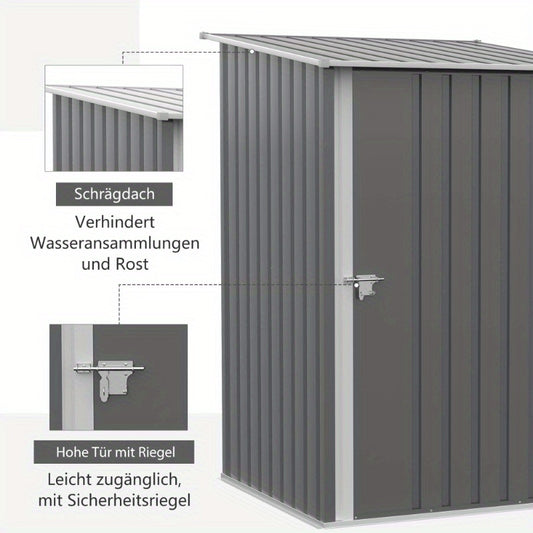 Outsunny 92x103x160cm Steel Storage Shed with Lockable Door & Schräge Roof, Weatherproof High Quality Metal Garden Cabinet, Compact Durable Outdoor Tool Organizer for Backyard, White, Outdoor Shed Storage, Pent Roof Design,