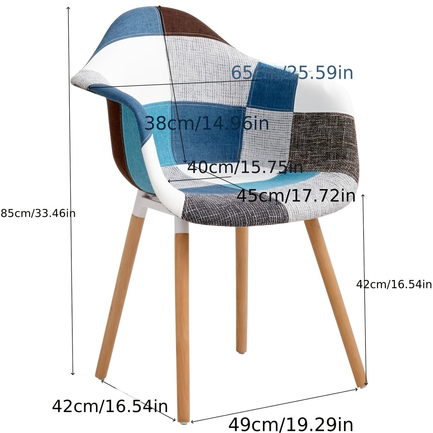 Eetkamerstoel – Stoel – Designstoel – Eetkamerstoel Met Armleuning – Zithoekstoel – Blauwgrijs Linnen – Ergonomische Rugleuning – Beukenhouten Poten