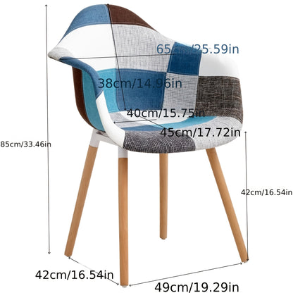 Eetkamerstoel – Stoel – Designstoel – Eetkamerstoel Met Armleuning – Zithoekstoel – Blauwgrijs Linnen – Ergonomische Rugleuning – Beukenhouten Poten