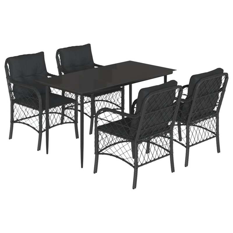 Tuinset – Tuinmeubel – Terrasmeubilair – Buitenmeubilair – Loungeset – Zwart Poly Rattan – Weerbestendig & Comfortabel – Moderne Strakke Design