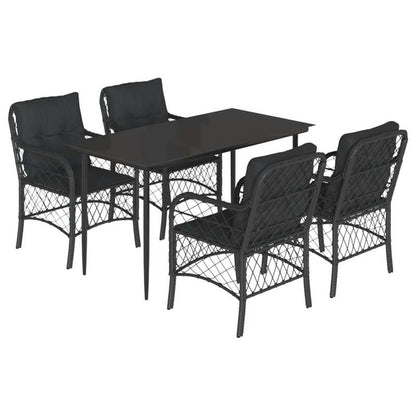 Tuinset – Tuinmeubel – Terrasmeubilair – Buitenmeubilair – Loungeset – Zwart Poly Rattan – Weerbestendig & Comfortabel – Moderne Strakke Design