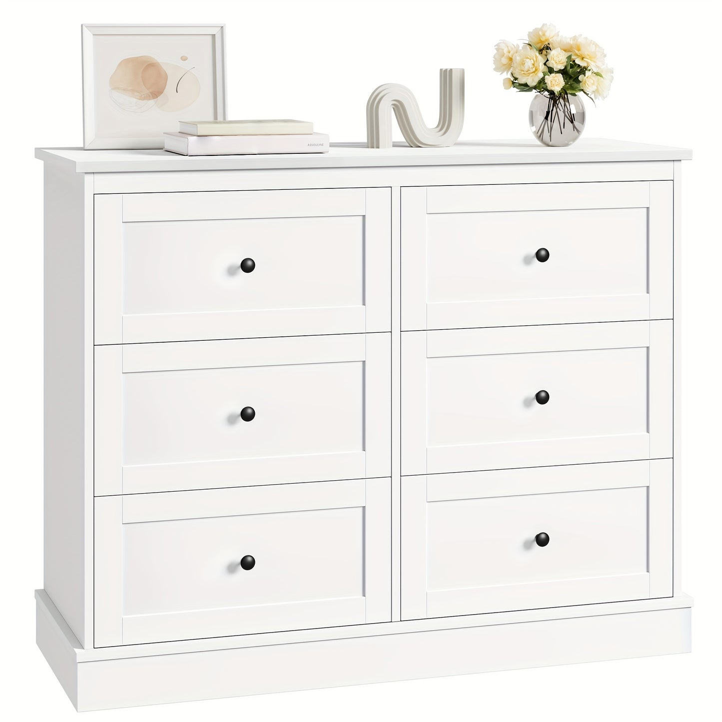 Ladekast – Ladenkast – Dresser – Opbergkast – Kledingkast – Wit – 6 Lades – Duurzaam Hardhout – Ruime Opbergruimte 3,2+ m³