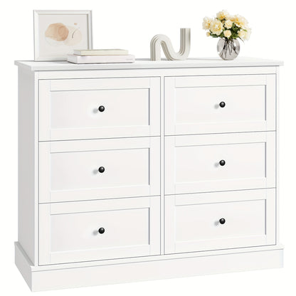 Ladekast – Ladenkast – Dresser – Opbergkast – Kledingkast – Wit – 6 Lades – Duurzaam Hardhout – Ruime Opbergruimte 3,2+ m³