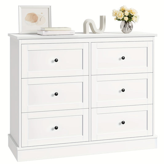 Ladekast – Ladenkast – Dresser – Opbergkast – Kledingkast – Wit – 6 Lades – Duurzaam Hardhout – Ruime Opbergruimte 3,2+ m³