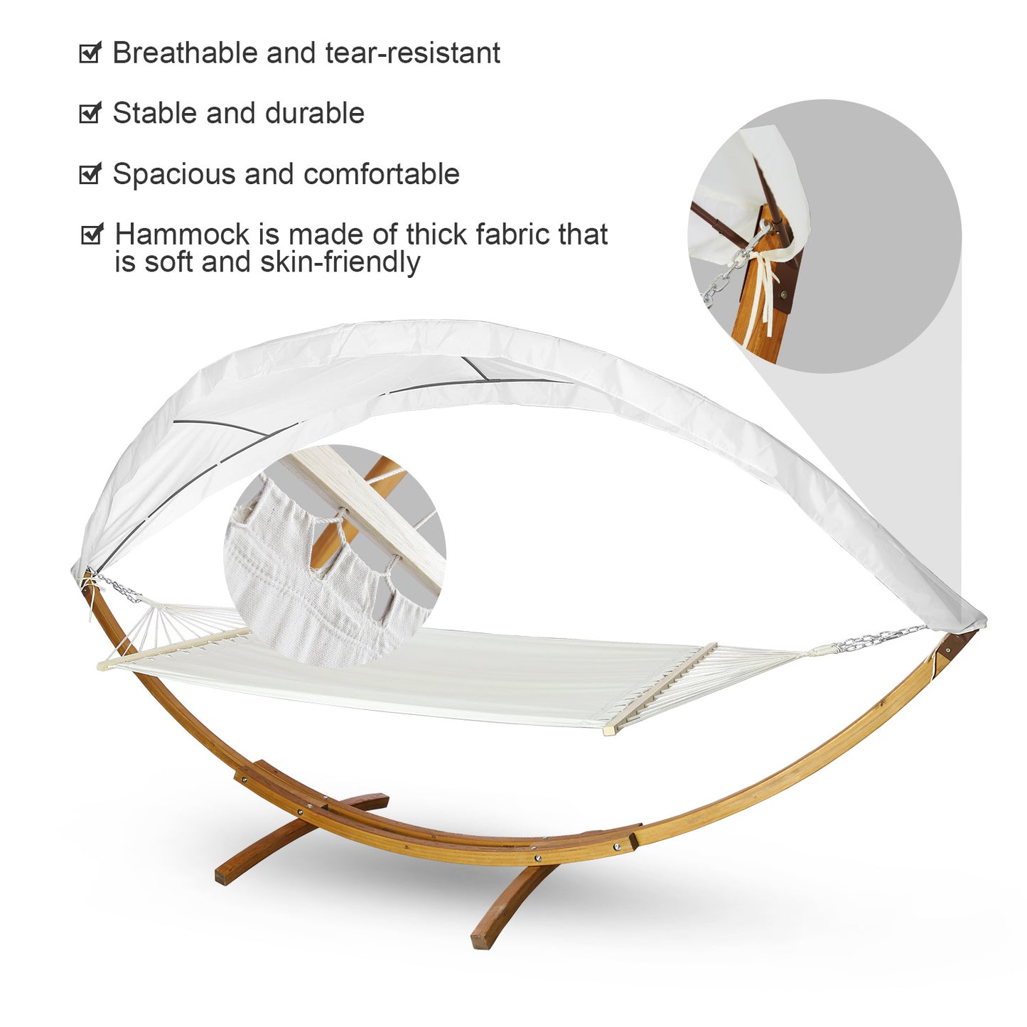 Dubbele Hangmat – Hangmat Met Frame – Tuinhangmat – Tuinmeubel – Larikshouten Frame – Zonnedak – 200 Kg Draagkracht
