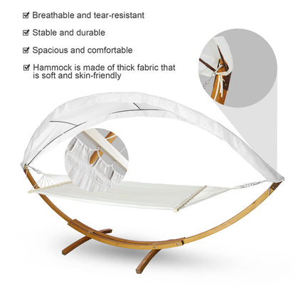 Dubbele Hangmat – Hangmat Met Frame – Tuinhangmat – Tuinmeubel – Larikshouten Frame – Zonnedak – 200 Kg Draagkracht