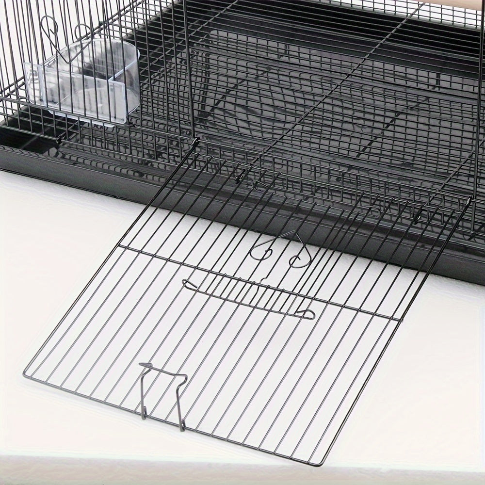 Vogelkooi – Vogelkooi Voor Parkieten – Kooi Voor Kanaries – Reiskooi Vogel – Broedkooi Vogels – 75,5x45x45 cm Zwart Metaal – Met Scheidingspaneel & Uitschuifbare Bodemtray