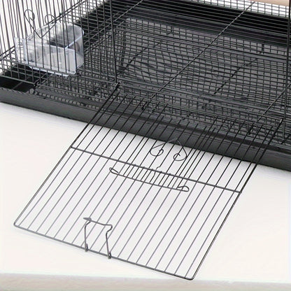 Vogelkooi – Vogelkooi Voor Parkieten – Kooi Voor Kanaries – Reiskooi Vogel – Broedkooi Vogels – 75,5x45x45 cm Zwart Metaal – Met Scheidingspaneel & Uitschuifbare Bodemtray