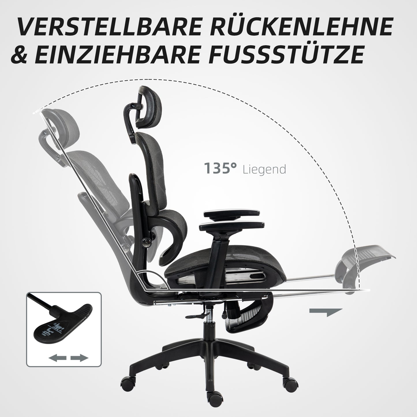 Ergonomische Bureaustoel – Bureaustoel Office Chair – Werkstoel – Gaming Stoel – Zwarte Mesh Bureaustoel – Verstelbare Hoofdsteun En Armleuningen – Ademend Mesh Stof