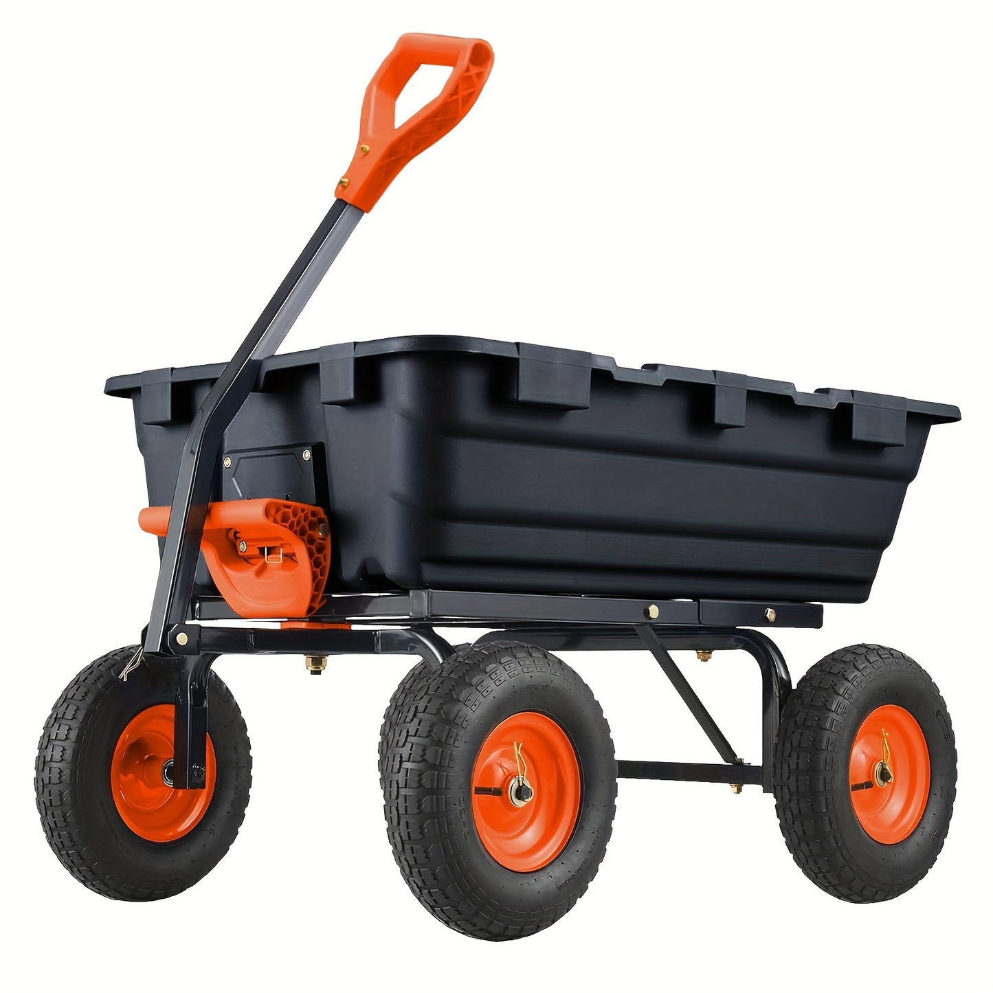 Tuinwagen – Kruiwagen – Kar – Transportwagen – Buitenwagen – Stevig Stalen Frame – 10 Inch All-Terrain Banden – Quick-Release Laadbak – 180° Draaibare Handgreep – Zwart