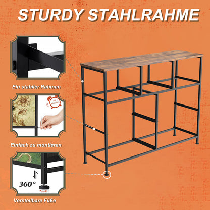 Commode – Ladekast – Dressoir – Kast – Opberger – Retro Patroon – 7 Stoffen Lades – Metaal Frame Met Houten Blad