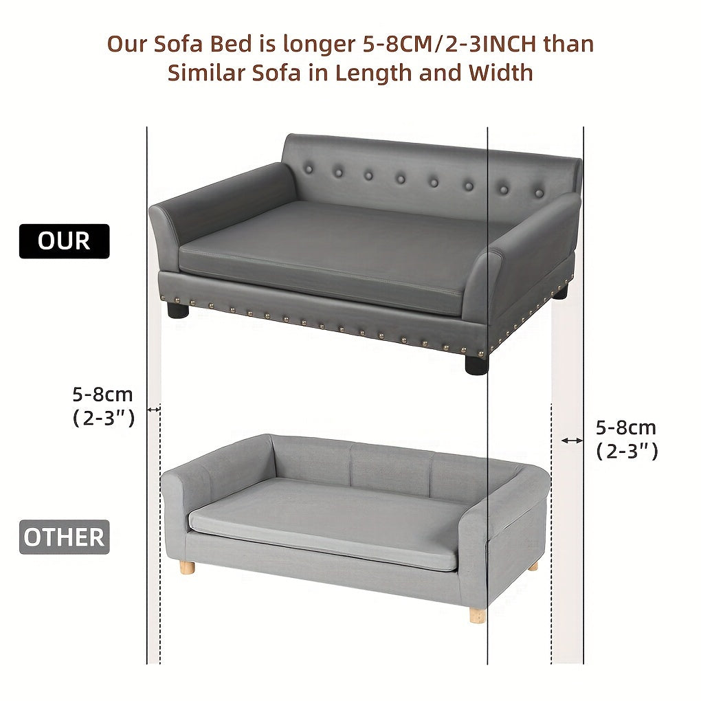 Hondenbank – Honden Sofa – Hondenbed – Hondenstoel – L/XL – 96x72x40 cm – Krasbestendige Microfiber – Stevig Eucalyptus Houten Frame