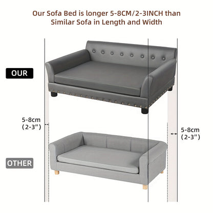 Hondenbank – Honden Sofa – Hondenbed – Hondenstoel – L/XL – 96x72x40 cm – Krasbestendige Microfiber – Stevig Eucalyptus Houten Frame
