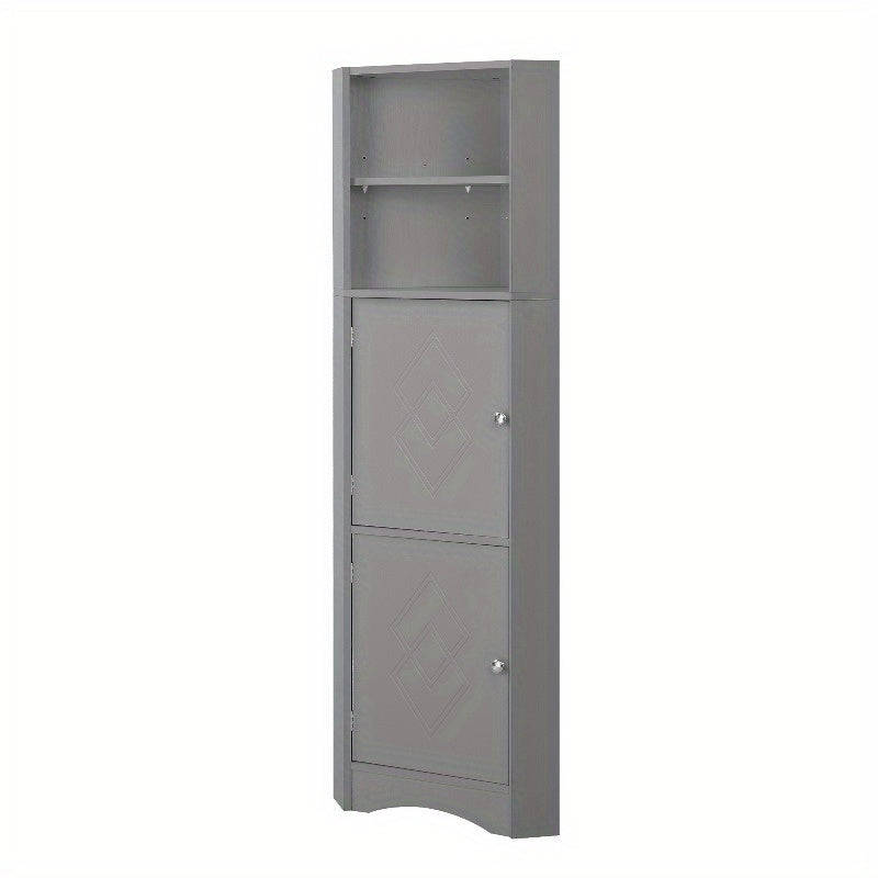 Badkamerkast – Opbergkast – Hoekkast – Badelement – Opbergmeubel – Verstelbare Planken – Lichtgrijs 36,5x36,5x155 cm