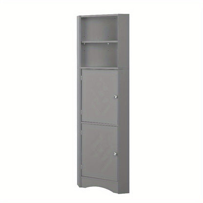 Badkamerkast – Opbergkast – Hoekkast – Badelement – Opbergmeubel – Verstelbare Planken – Lichtgrijs 36,5x36,5x155 cm