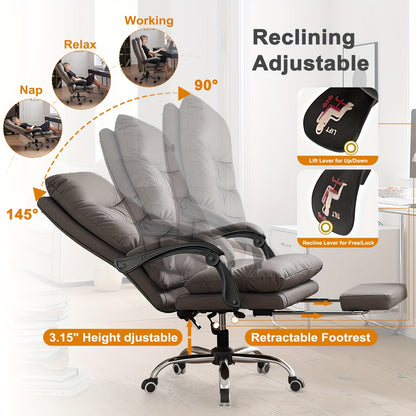 Ergonomische Bureaustoel – Bureaustoel Met Voetsteun – Kantoorstoel – Gamingstoel – Werkstoel – Verstelbare Hoogte – Memory Foam Zitting – Wit