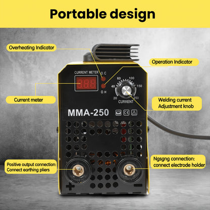 Lasapparaat – Mini Welder – ARC Lasmachine – Elektrode Lasser – MMA Inverter – Compact & Lichtgewicht – IGBT Technologie – Instelbaar 20-250A
