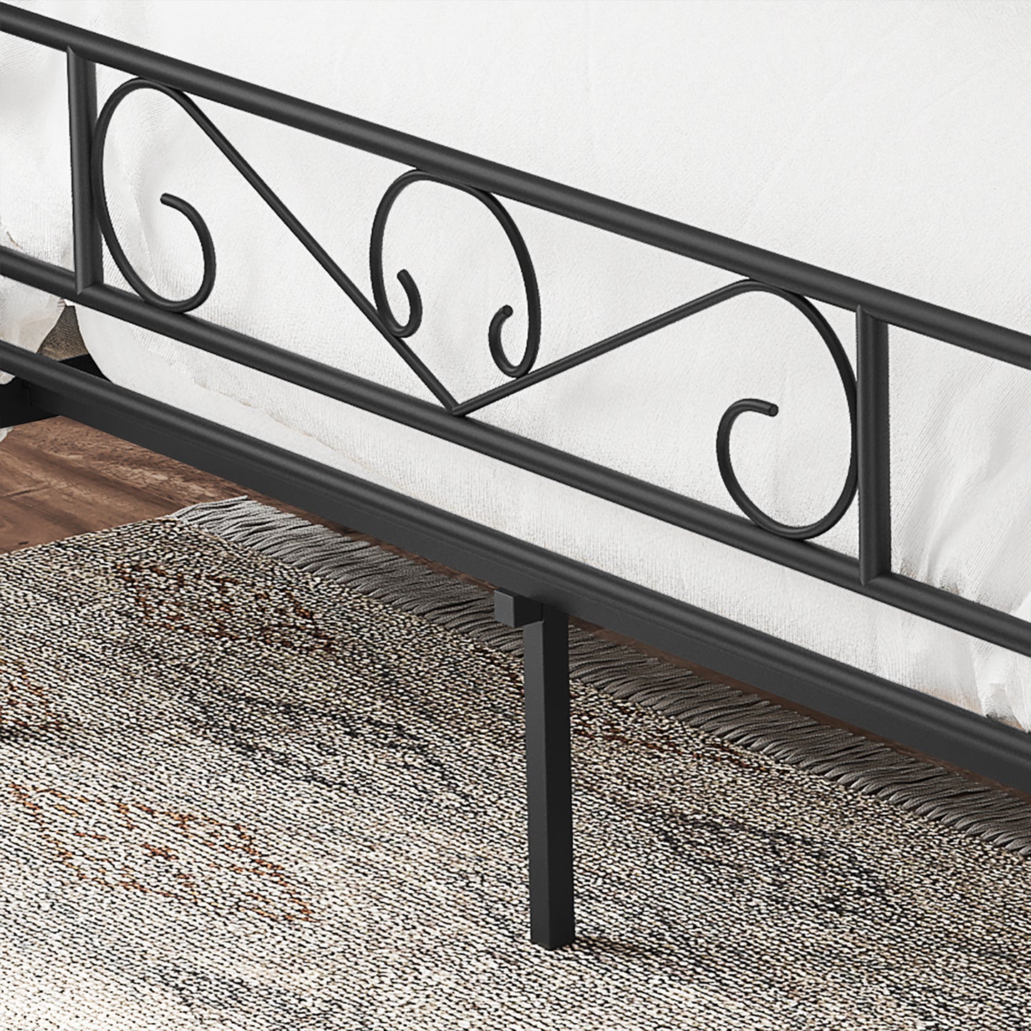 Bedframe – Tweepersoonsbed – Metalen Bed – Platformbed – Stalen Frame – Geschikt Voor Matras 140x190 cm – Robuust En Stabiel – Ruimte Onder Het Bed - Zwart