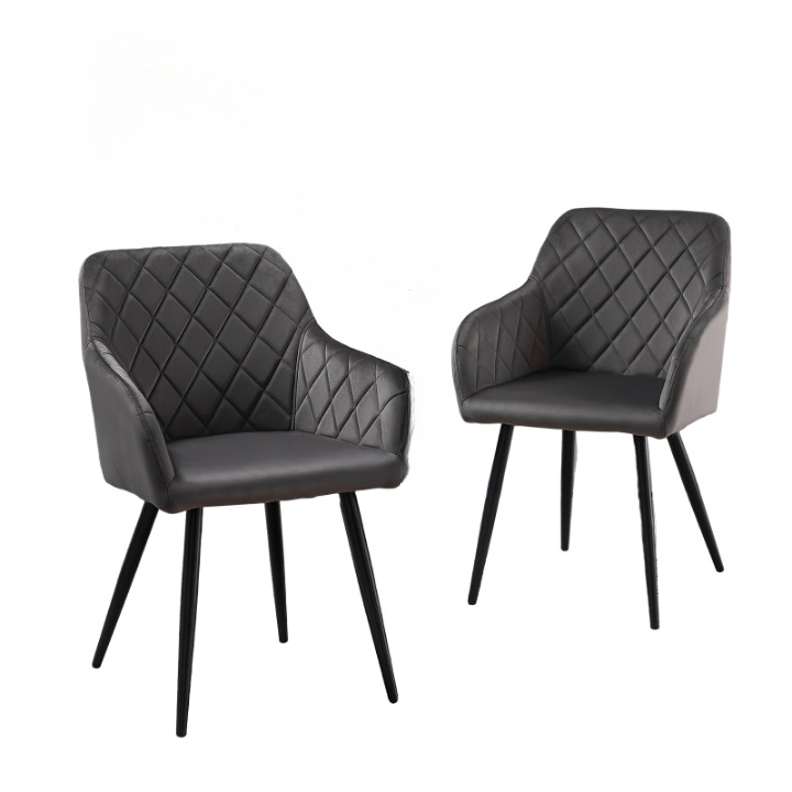 Eetkamerstoel – Stoel – Kuipstoel – Keukenstoel – Fauteuil – Velvet Bekleding – Met Armleuning – Metalen Onderstel – Ergonomisch Memory Foam - Grijs