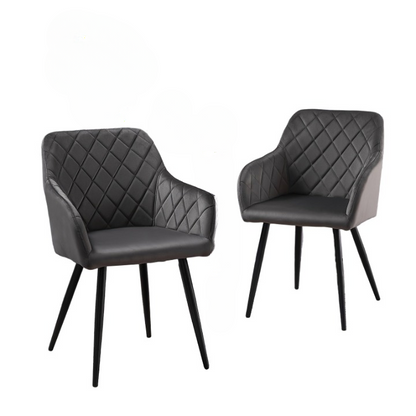 Eetkamerstoel – Stoel – Kuipstoel – Keukenstoel – Fauteuil – Velvet Bekleding – Met Armleuning – Metalen Onderstel – Ergonomisch Memory Foam - Grijs
