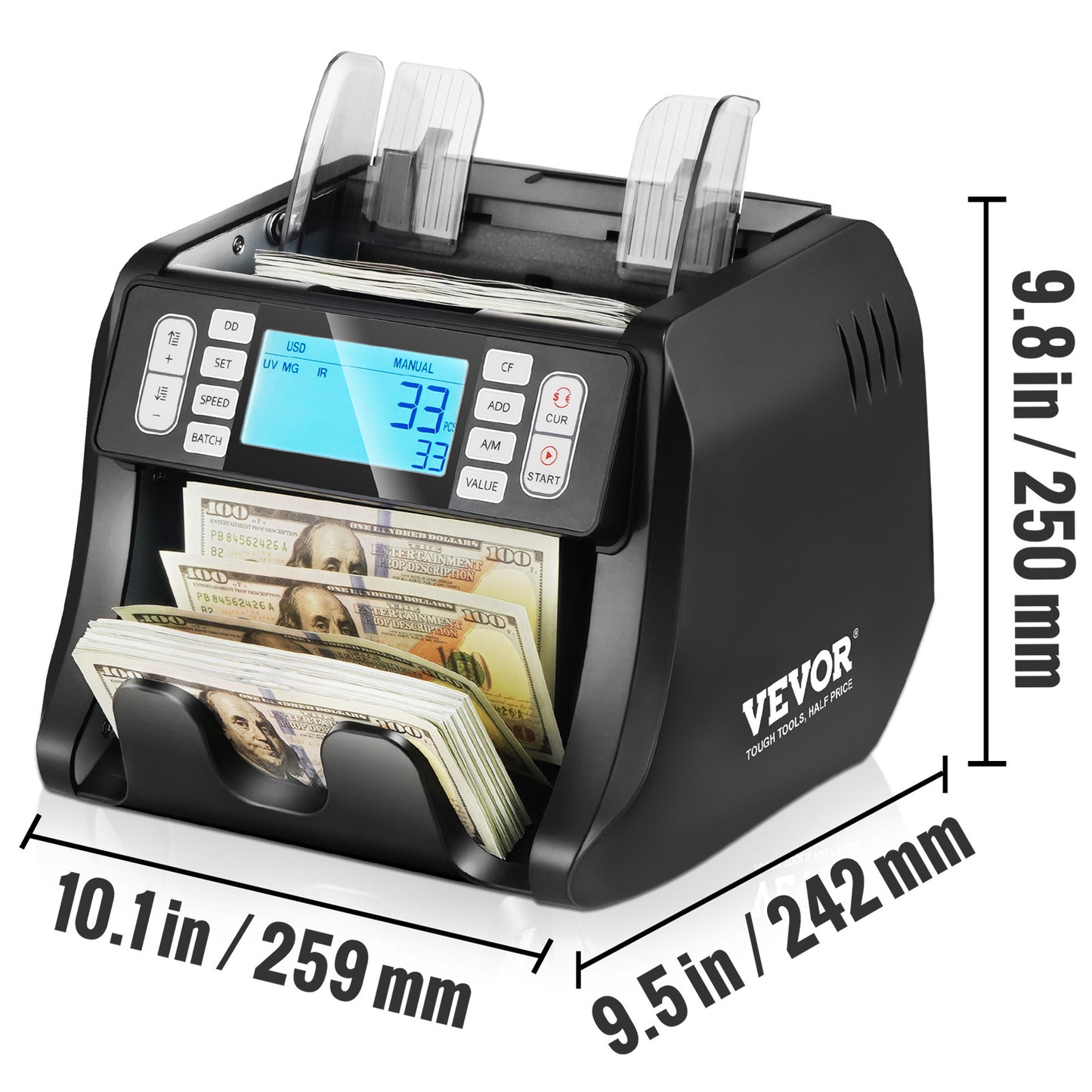 Geldtelmachine – Biljettelmachine – Geldteller – Geldtellers – Valsgelddetector – 1200 Biljetten per Minuut – 4-Voudige Valsgeldcontrole