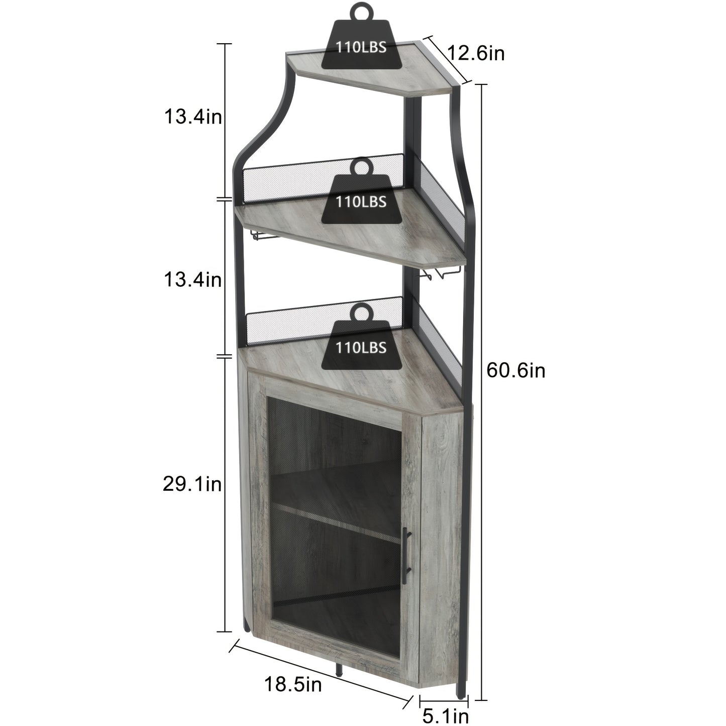 Barkast – Wijnkast – Drankkast – Buffetkast – Opbergkast – Hoekontwerp – Glazenrek – Mesh Deur – Zonder Hout – Stabiel & Compact