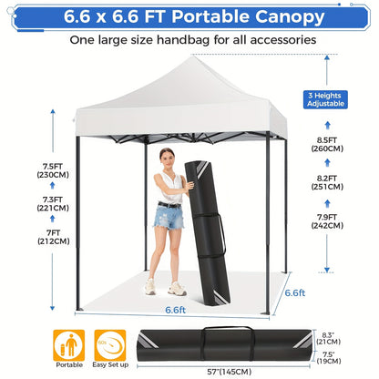 2×2m Pop Up Tent, Folding Gazebo, No Side Walls, With Portable Bag, Easy To Set Up, Height Adjustable, Small Volume For Easy Carrying, Oxford Cloth, Commercial Canopy, Suitable For Camping, Market Stalls, Parties, Beaches, C