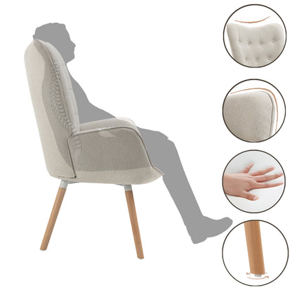 Fauteuil – Lounge Stoel – Relaxstoel – Zetel – Scandinavische Fauteuil Beige – Houten Armleuningen en Poten – Hoogwaardig Schuim – Compacte Afmetingen 66x71x109 cm