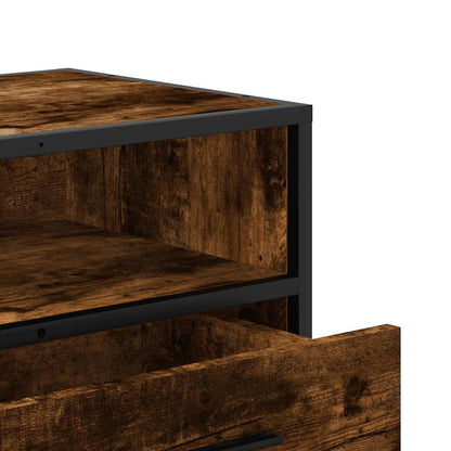 TV Cabinet Smoked Oak 100x34.5x40 cm Engineered Wood and Metal TV Stand Entertainment Center with Storage, Media Television Table for Living Room Bedroom