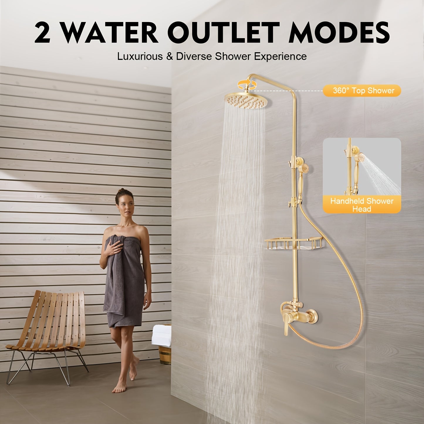 Douchekraan – Douche Set – Regendouche – Thermostaatkraan – Mengkraan – Messing Materiaal – Wandmontage Met Opbergrek